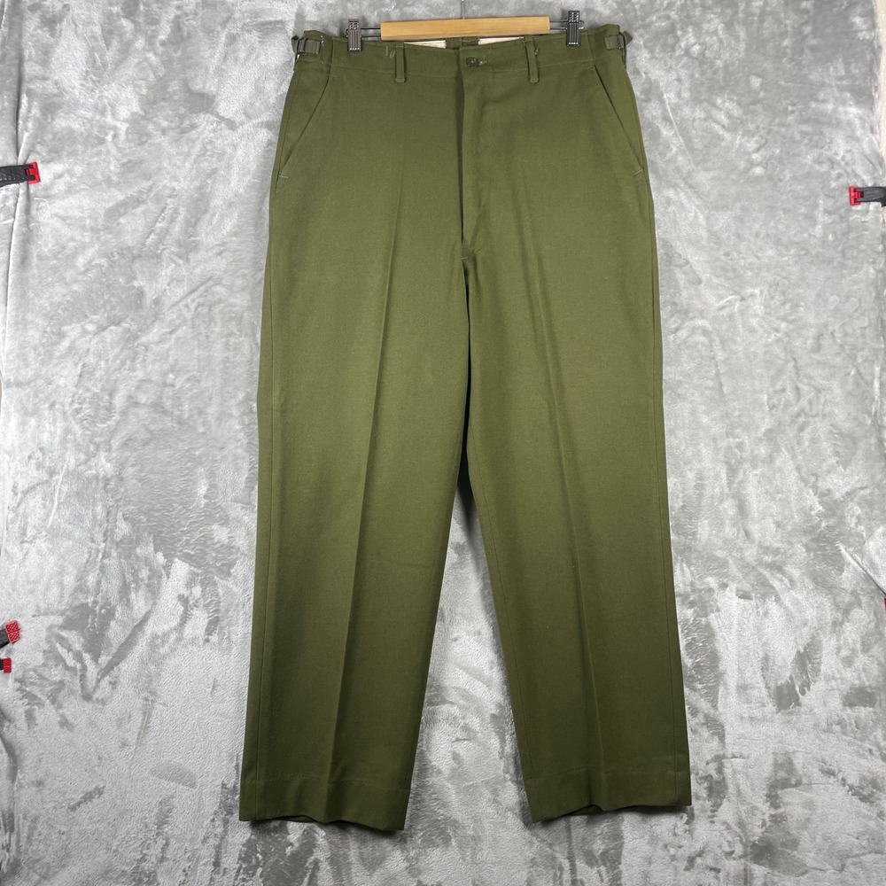 Vintage Military Trousers Field Wool M-1951 Mens Medium Regular Green OG-108